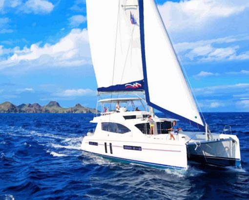 Catamaran In Sea Diamond Painting