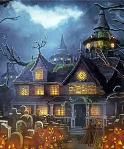 Cemetery Scary Pumpkin House Diamond Painting