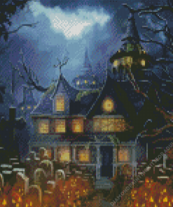 Cemetery Scary Pumpkin House Diamond Painting