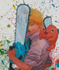 Chainsaw Man Splatter Diamond Painting