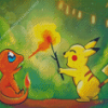 Charmander And Pikatchu Diamond Painting