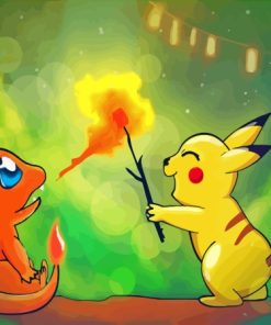 Charmander And Pikatchu Diamond Painting