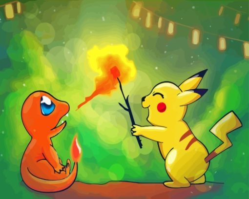 Charmander And Pikatchu Diamond Painting