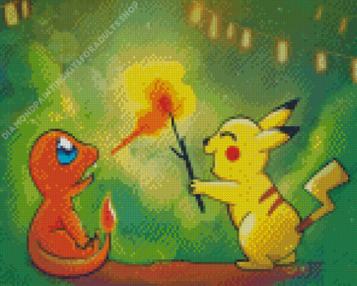 Charmander And Pikatchu Diamond Painting