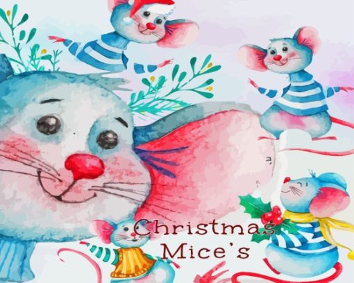 Christmas Mice Art Diamond Painting