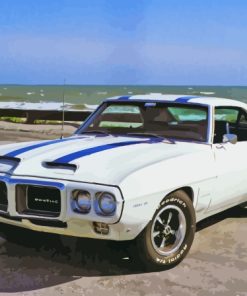 Classic White 1969 Pontiac Car Diamond Painting