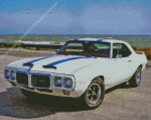 Classic White 1969 Pontiac Car Diamond Painting