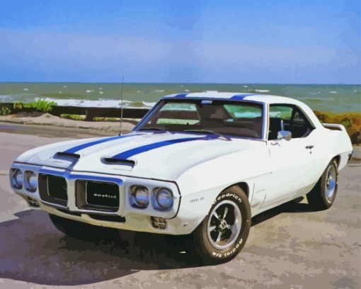 Classic White 1969 Pontiac Car Diamond Painting