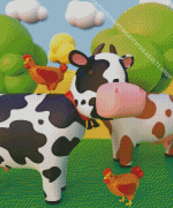 Cows And Chickens Diamond Painting