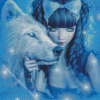 Cute Gothic Woman With Wolf Diamond Painting