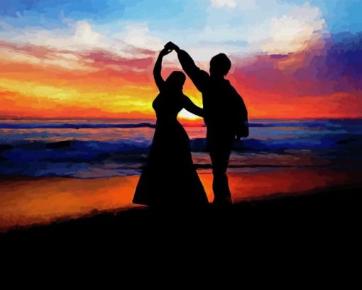 Dancing On The Beach Silhouette Diamond Painting