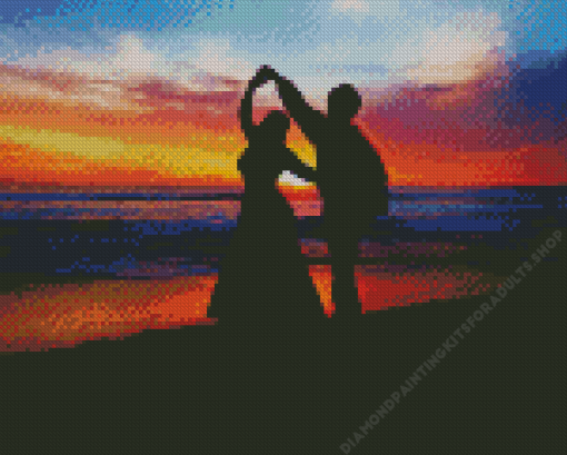 Dancing On The Beach Silhouette Diamond Painting