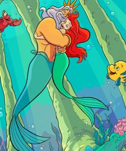 Disney The little Mermaid With Her Father Hugging Diamond Painting