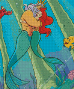 Disney The little Mermaid With Her Father Hugging Diamond Painting