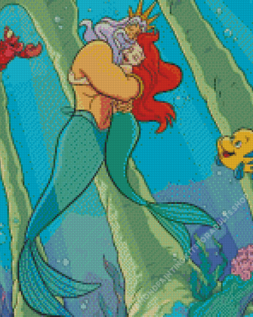 Disney The little Mermaid With Her Father Hugging Diamond Painting