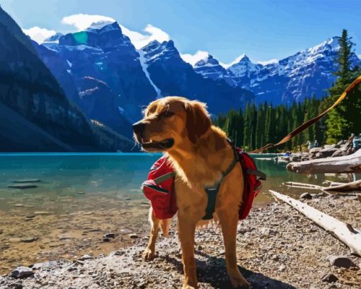 Dog On A Lake Diamond Painting