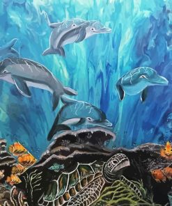 Dolphins And Turtle Art Diamond Painting