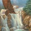 Eagle Over Waterfall Diamond Painting