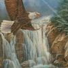 Eagle Over Waterfall Diamond Painting