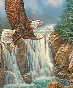 Eagle Over Waterfall Diamond Painting