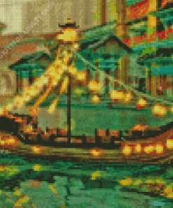 Floating Lantern Boat Diamond Painting