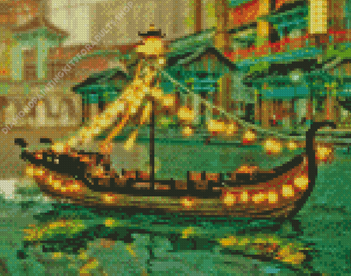 Floating Lantern Boat Diamond Painting