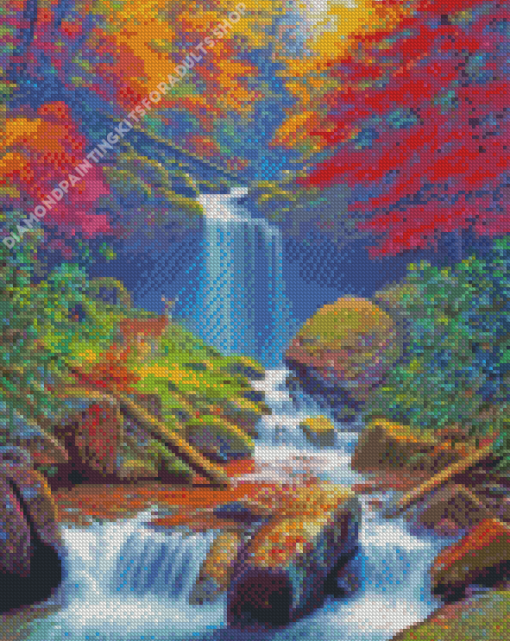 Forest Waterfall Diamond Painting