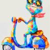 Frog On Scooter Diamond Painting