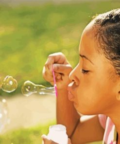 Girl Blowing Bubbles Diamond Painting