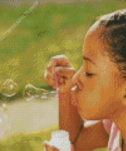 Girl Blowing Bubbles Diamond Painting