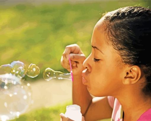 Girl Blowing Bubbles Diamond Painting