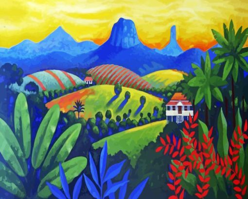 Glass House Mountains View Art Diamond Painting