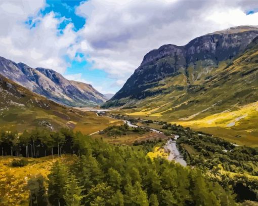 Glencoe Scotland Mountains Diamond Painting