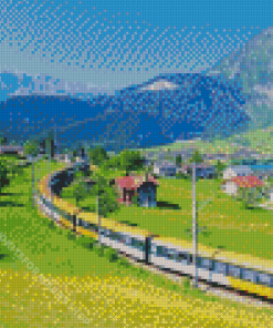 Golden Pass Scenic Train Diamond Painting