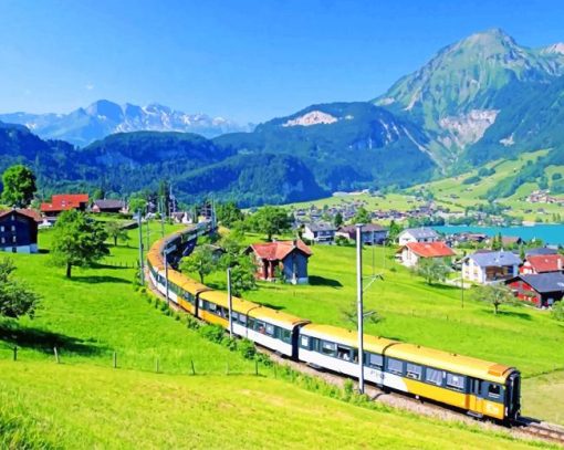 Golden Pass Scenic Train Diamond Painting