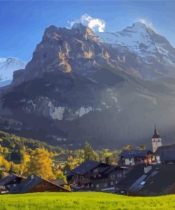 Grindelwald Mountain View Diamond Painting