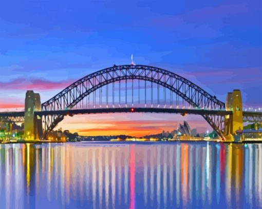 Harbour Bridge Lights Reflection Diamond Painting