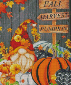 Harvest Fall Gnome Diamond Painting