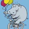 Hippo On Bike Holding Balloon Diamond Painting