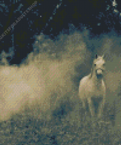 Horse In Smoke In The Forest Diamond Painting