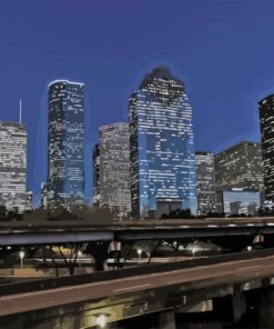 Houston City Skyline Night Diamond Painting