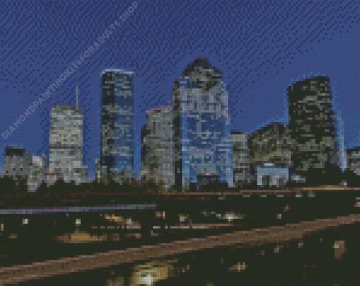 Houston City Skyline Night Diamond Painting