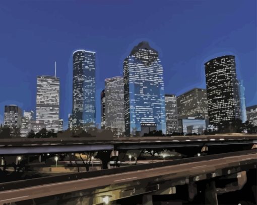 Houston City Skyline Night Diamond Painting