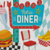 Illustration Retro Diner 50s Diamond Painting