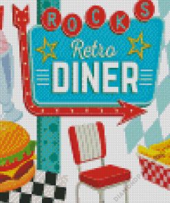 Illustration Retro Diner 50s Diamond Painting