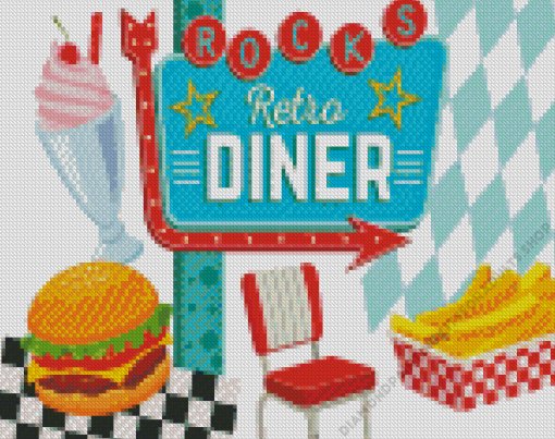 Illustration Retro Diner 50s Diamond Painting