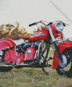 Indian Chief Red Bike Diamond Painting