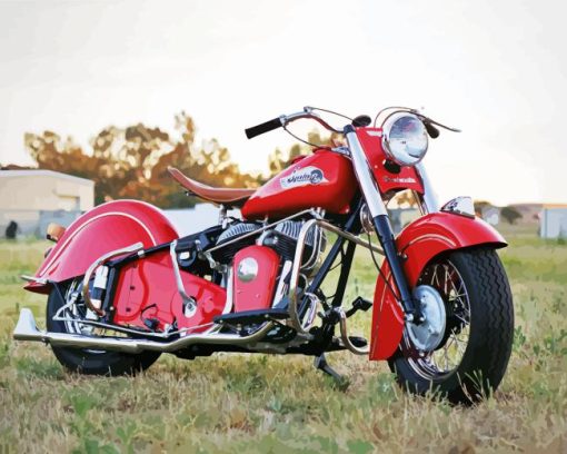 Indian Chief Red Bike Diamond Painting