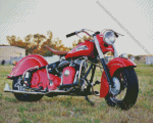 Indian Chief Red Bike Diamond Painting