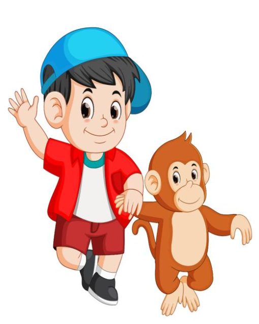 Kid And Monkey Art Diamond Painting